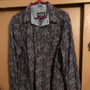 Men's Western Button Down Shirt size L, dark purple paisley NEW